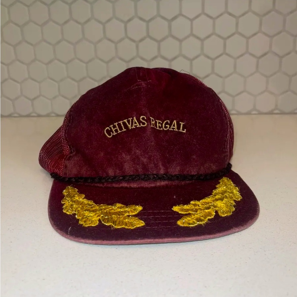 Trucker Hat CHIVAS REGAL Felt  Mesh Burgundy Snapback Hat Cap One Size